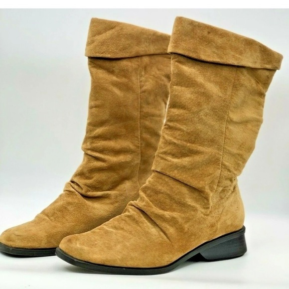 New Markon Mid-Calf Suede Scrunch Pull-On Boots, "Simon", Size 9.5W - Picture 2 of 6